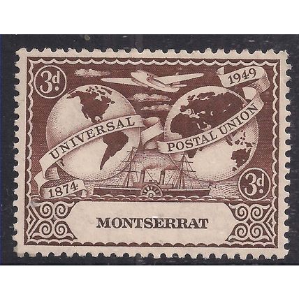 Montserrat 1949 KGV1 3d Brown UPU Postal Union MM SG 118 ( K1052 )