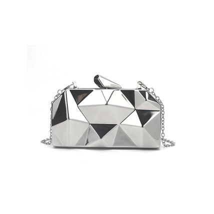 New Handheld Women's Bag Diamond Iron Box Banquet Bag Silver