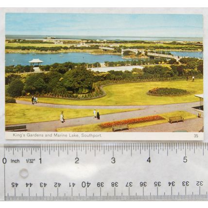 old postcard Kings Gardens & Marine Lake, Southport