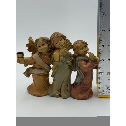 FONTANINI Italy 5" MUSIC CHERUB ANGELS Candle Holder #5570 PVC Painted Figurine