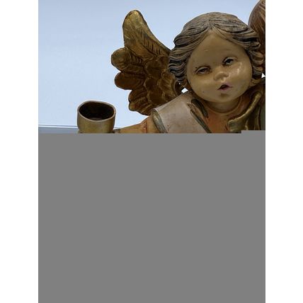 FONTANINI Italy 5" MUSIC CHERUB ANGELS Candle Holder #5570 PVC Painted Figurine