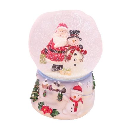 Santa & Snowman Snowglobe 14 CM Musical We Wishy You a Merry Christmas Gift