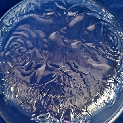 FIRNA Indonesia GLASS CANDY BOWL Dish Nut Jar ROSES Floral No Lid