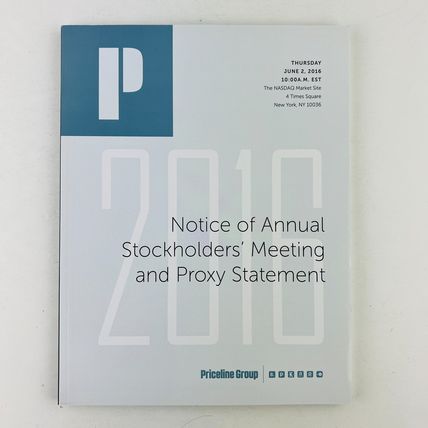 Priceline Group (PCLN) Annual Report & Meeting of Stockholders Notice 2016 Book