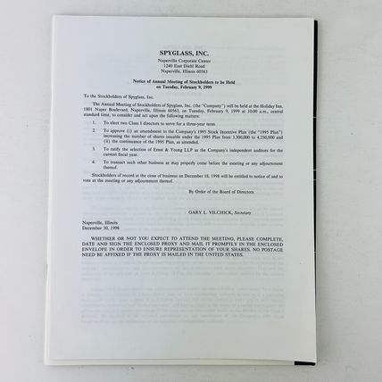 Spyglass Inc (SPYG) Annual Report & Special Meeting of Stockholders Notice 1998