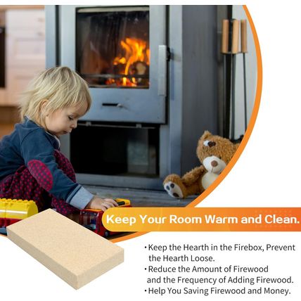 12PCS Woodstove Firebricks, Fire Bricks, Size 9" X 4-1/2" X 1-1/4", Fire Bricks