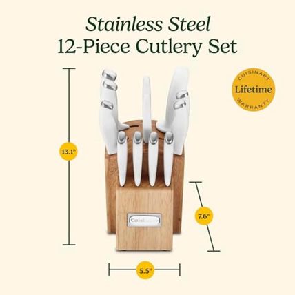 Cuisinart Block Knife Set, 12Pc Cutlery Knife Set with Steel Blades for Precise