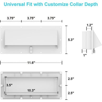 Aluminum RV Exhaust Range Hood Vent Cover with Adjustable Collar Depth & Locking