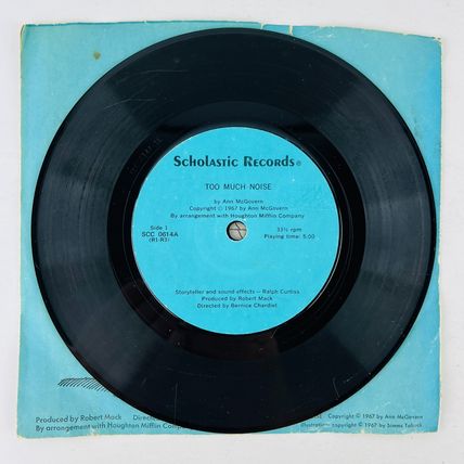 Ann McGovern Too Much Noise 33 1/3 RPM Single Record 7" Vinyl 33 RPM Scholastic