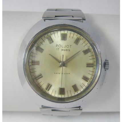 Vintage Big Case POLJOT Soviet Mechanical Men's 17j Watch USSR wristwatch 1970'