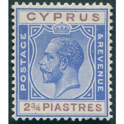Cyprus 1924 2¾pi. bright blue & purple SG109 unused