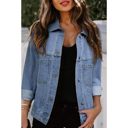 Wild Wind Washed Oversize Pocketed Denim Jacket