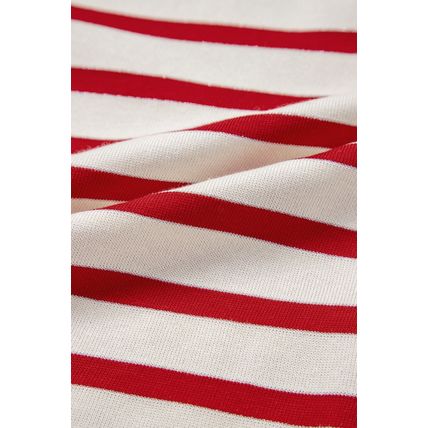 Red Stripe Lace-up Front Top and High Waist Shorts Set
