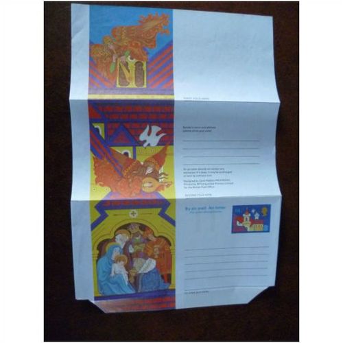 GB Christmas 14 1/2p Aerogramme Air Mail Letter Artist Carol Walklin Nativity