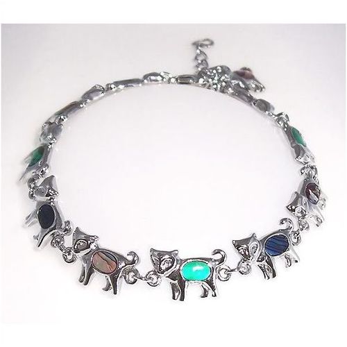 Bracelet #051 cat charms 8.25 inch chunky ladies fashion costume jewelry bangle