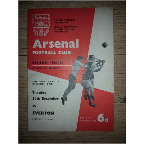 Arsenal v Everton 10/12/1963 Division 1 Football Programme Sale