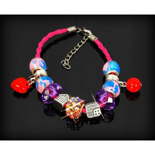 Fully Loaded Woven Bracelet Disco Ball Crystal Charm Euro Bead Jewellery 2496