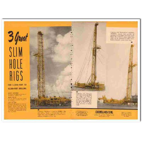 cardwell mfg company 1954 slim hole rigs gas oil drilling vintage ad