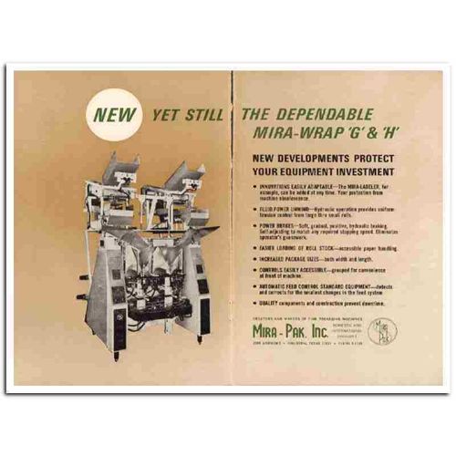 mira-pak inc 1967 mira-wrap packaging machine snack food vintage ad