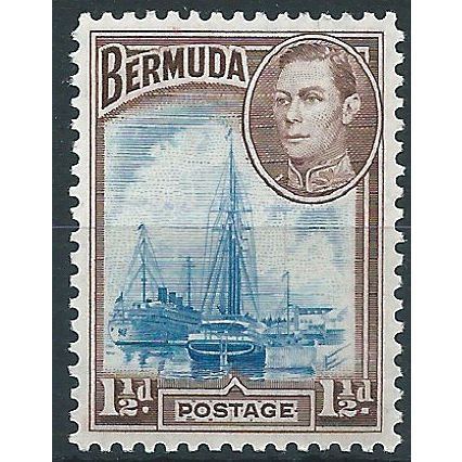 Bermuda 1943 SG111a 1 1/2d Blue & Brown Mounted Mint....