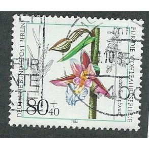 BERLIN -1984 80pf+40 'HUMANITARIAN - ORCHIDS' FINE USED (EBID44-871)