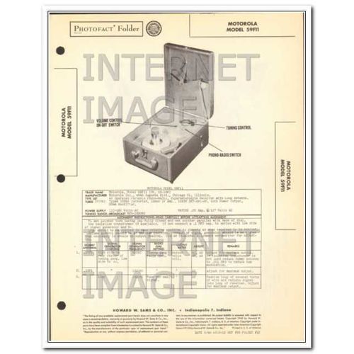 MOTOROLA model 59F11 5 tube AM radio phono Sams Photofact manual