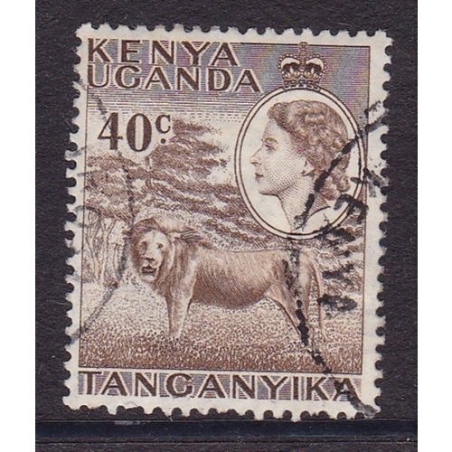 KENYA, UGANDA & TANGANYIKA KUT 1954 40C LION USED SG172