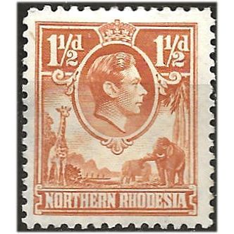 Northern Rhodesia 1941 SG30 1 1/2d Yellow-Brown Mounted Mint . ..