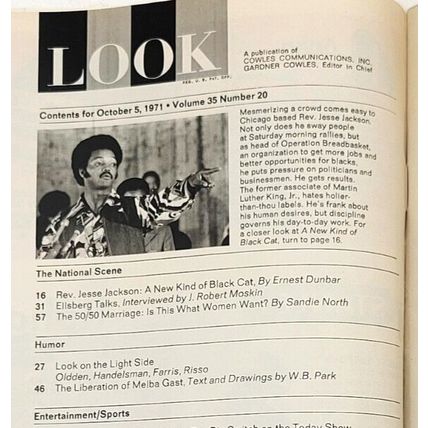 LOOK MAGAZINE October 5, 1971 Rev. Jesse Jackson / Ellsberg / 50/50 Marriage