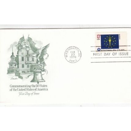 United States 1976 Indiana Flag FDC Washington DC cancel unaddressed VGC
