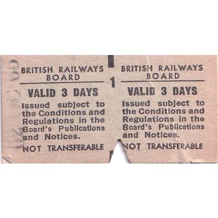 BASINGSTOKE - EASTLEIGH 1965 British Railways Board Ticket BRB 0808