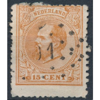 King William III: 15c P12½x12 - Netherlands 1872 - FH - MiNr 23D