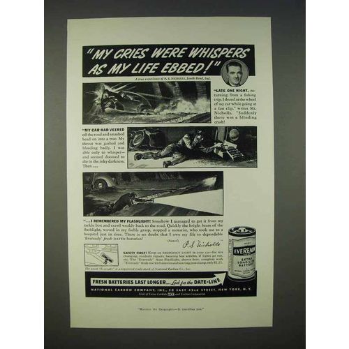 1940 Eveready Batteries Ad - My Cries Were Whispers