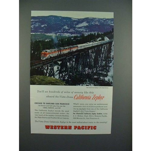 1957 Western Pacific California Zephyr Train Ad