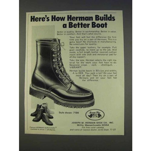 1977 Herman Survivors Boots Style 7184 Ad - Better Boot