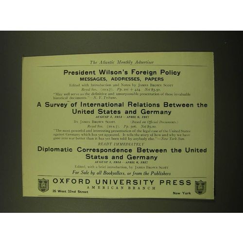 1918 Oxford University Press Ad - President Wilson's Foreign Policy