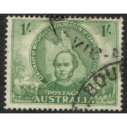 Australia 1946 Centenary Mitchells Exploration 1/- Grey Olive SG218 FU