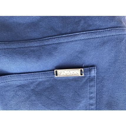 St John Casual Pants Sz:12 Mid Royal Blue Brass Buttons 5 Pocket Jeans Style