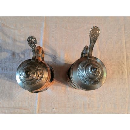 2 x Vintage, West German, Stoneware, Beer Steins, Pewter Lids, Decorative