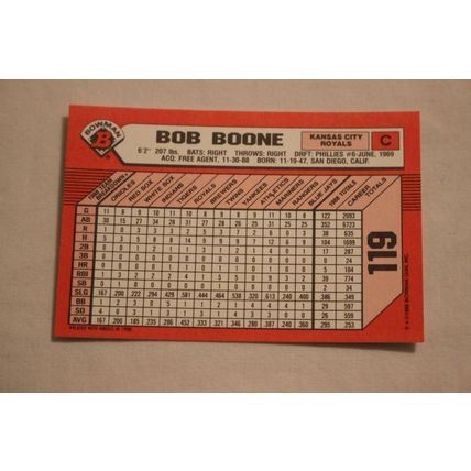 Bob Boone 1989 Bowman TIFFANY NO. 119