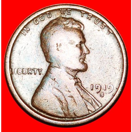 WHEAT PENNY (1909-1958):USA★1 CENT 1919S★LINCOLN 1809-1865★LOW START★NO RESERVE!