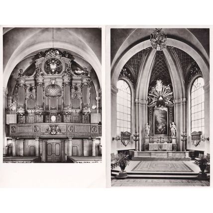 Maria Kyrka Sweden Stockholm Interior 2x Real Photo Postcard