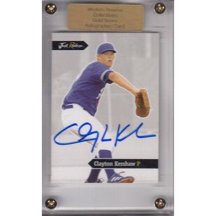CLAYTON KERSHAW 2006 ROOKIE AUTOGRAPHED LOS ANGELES DODGERS WORLD CHAMPION PITCH