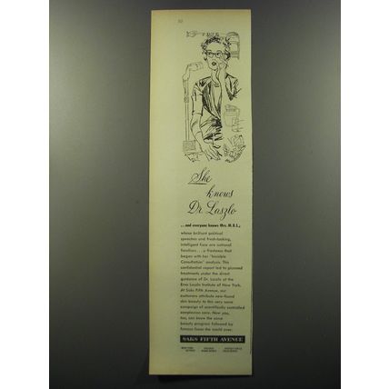 1953 Saks Fifth Avenue Erno Laszlo Beauty Treatments Ad - She Knows