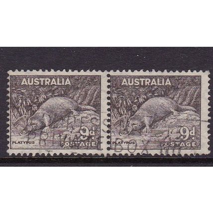 AUSTRALIA 1937 9d PLATYPUS USED PERF 14 X 15 PAIR SG191