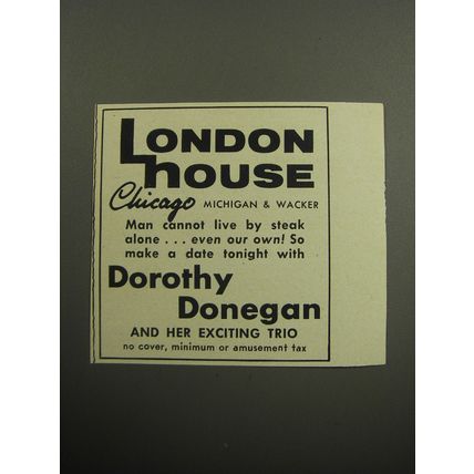 1957 London House Chicago Ad - Dorothy Donegan and her exciting trio
