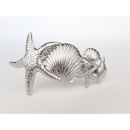 Silver starfish metal filigree hair pin clip barrette