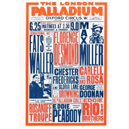 Fats Waller Jazz Pianist London Palladium Live Concert Postcard