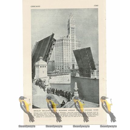 Wrigley Building & Chicago River, Chicago, USA, Book Illustration c1920