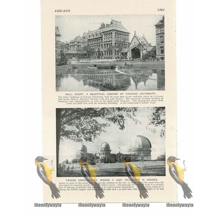 Hull Court & Yerkes Observatory, Chicago, USA, Book Illustration c1920